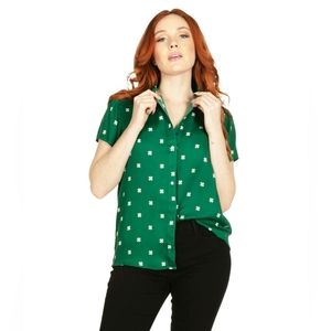 NWT Tipsy Elves Simple Clover Button Down Shirt St. Patrick's Patty's Day WM